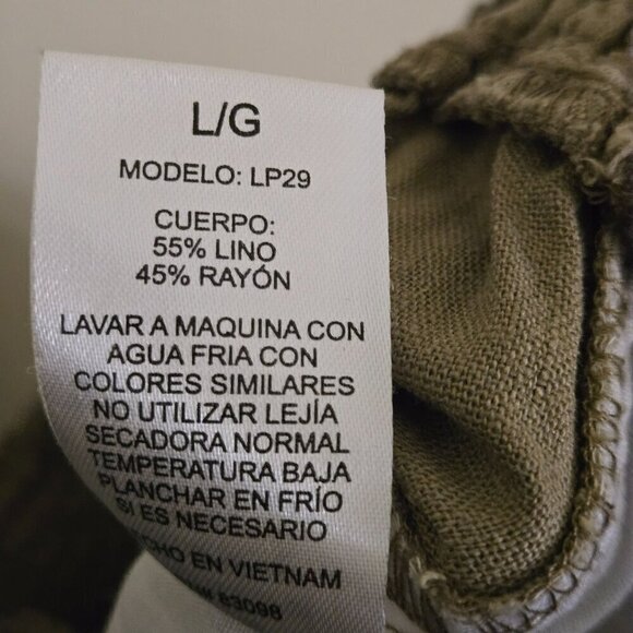 Ci Sono Olive Linen Blend Pull On Cropped Straight Leg Pants Size L - Picture 6 of 6